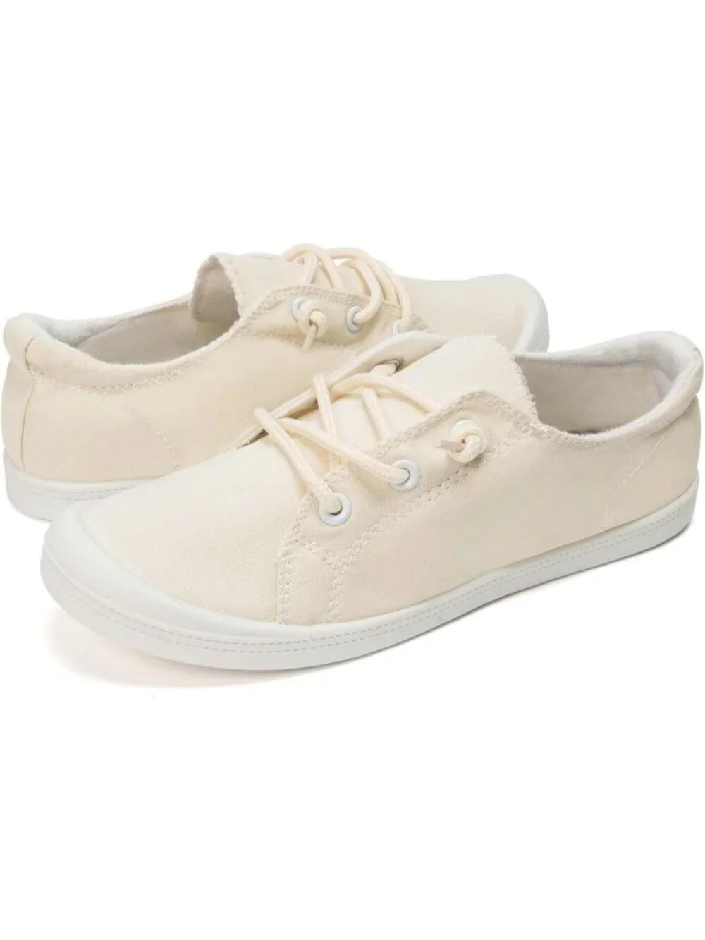 Women's Beige Comfortable Lace-Up Flat Breathable Walking Casual Sneakers